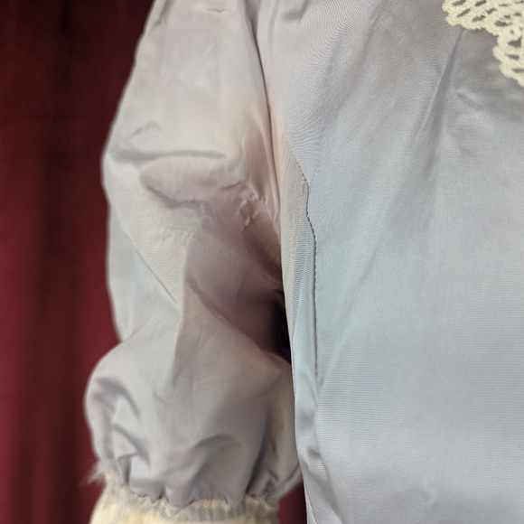 Vintage 80's Gunne Sax by Jessica McClintock Silver Gray Taffeta & Cream Dress - Picture 14 of 16